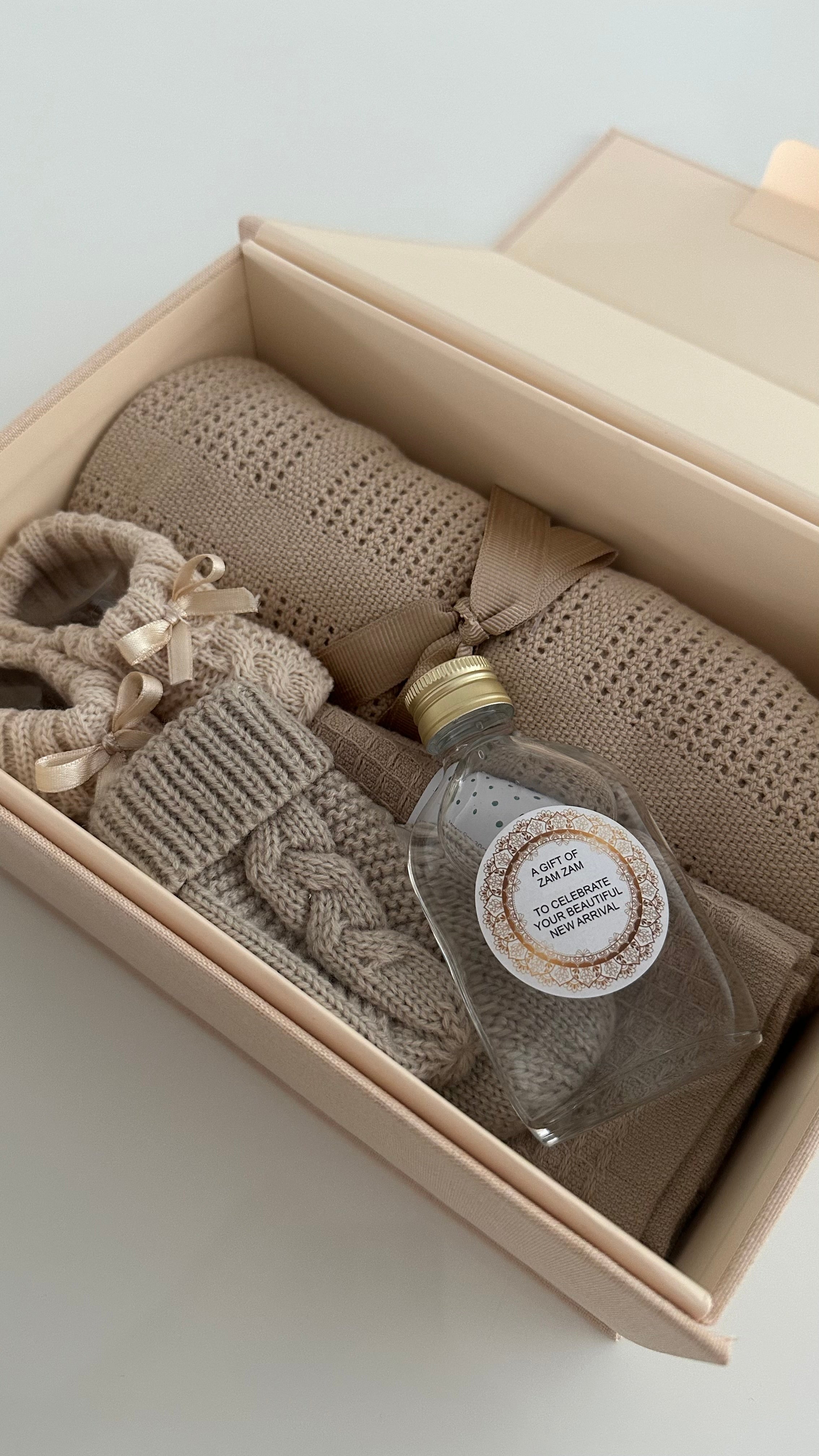 Beautiful beige islamic baby boy/girl hamper gift