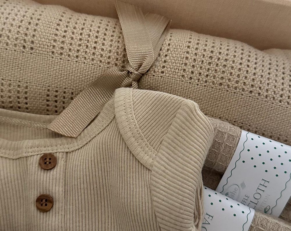 Beautiful beige islamic baby boy/girl hamper gift